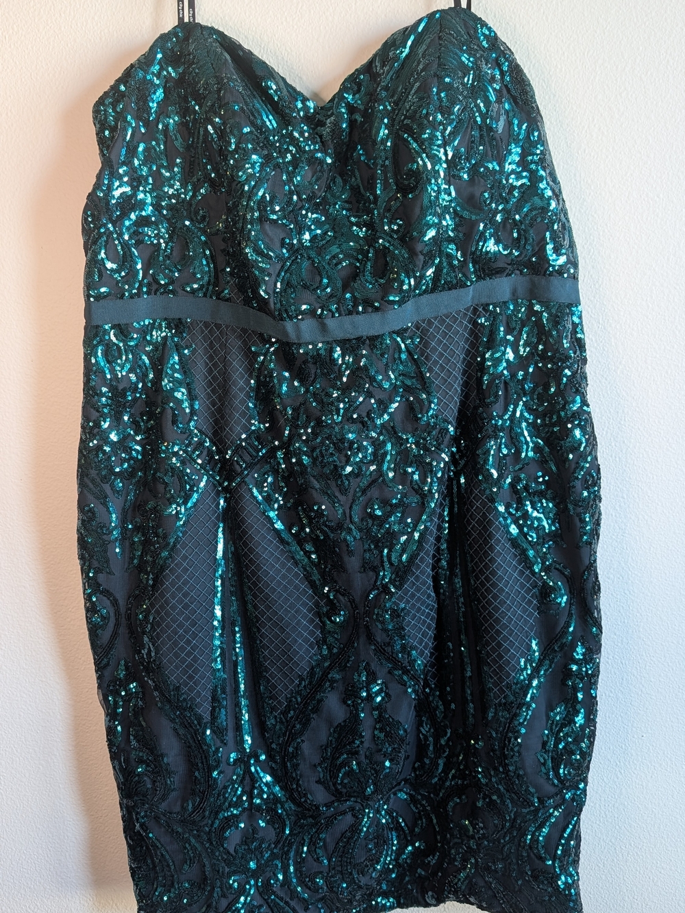 City Chic Teal and Black Sequin Pencil Skirt